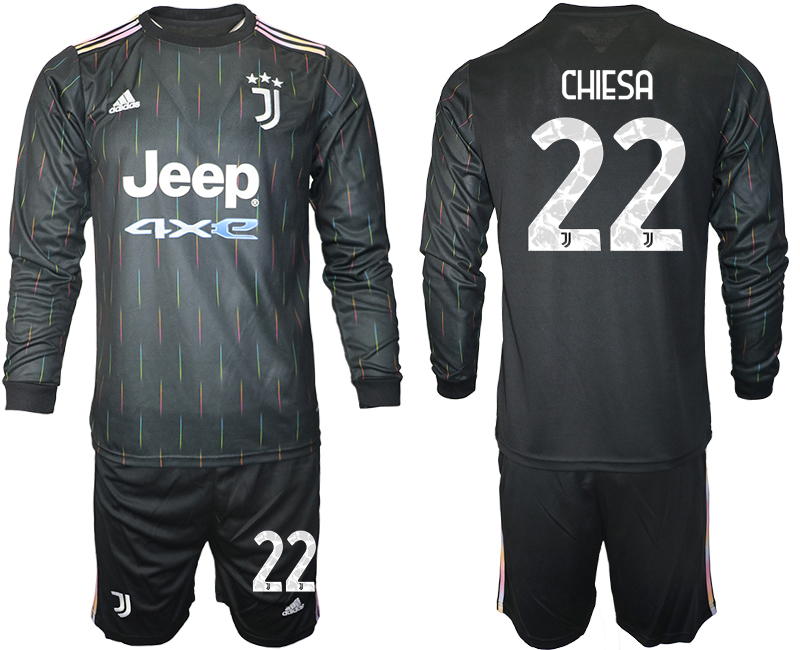 Men 2021-2022 Club Juventus away black Long Sleeve #22 Soccer Jersey->juventus jersey->Soccer Club Jersey